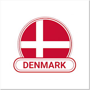 Denmark Country Badge - Denmark Flag Posters and Art